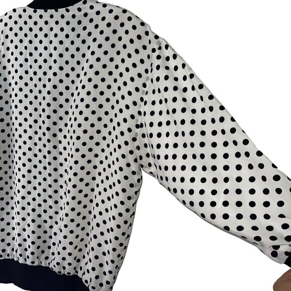 Adrianna Papell Vintage Womens Cardigan Size Medium White Black Polka Dot Silk - Picture 6 of 10